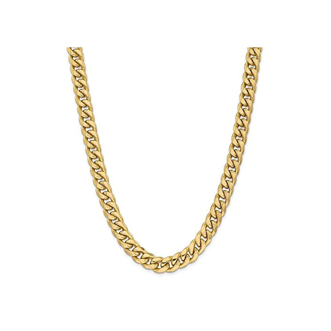 Social Collar de cadena cubana semisólida de oro amarillo de 14 quilates