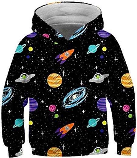 Ocean Plus Niño Estampado Animal Gatito Sudaderas con Capucha Universo Galaxia Niñas