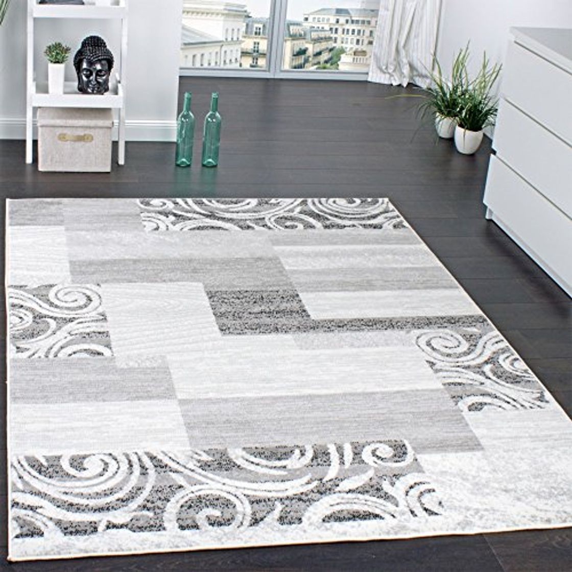 Social Alfombra De Pelo Corto para Sala De Estar Decoración Interior Gris Crema,