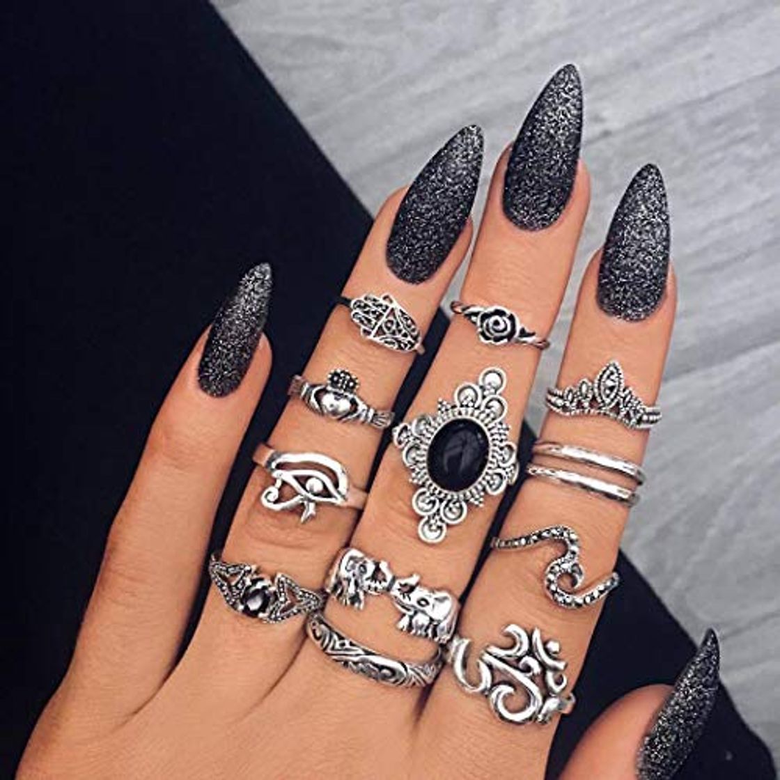 Moda Sethexy Boho Anillos de dedo Punk Clásico Diamante de imitación Anillo de