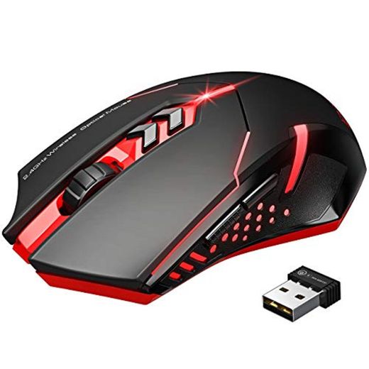 TOPELEK Ratón Gaming Inalámbrico Clic Silencioso 7 Botones USB portátil PC 2