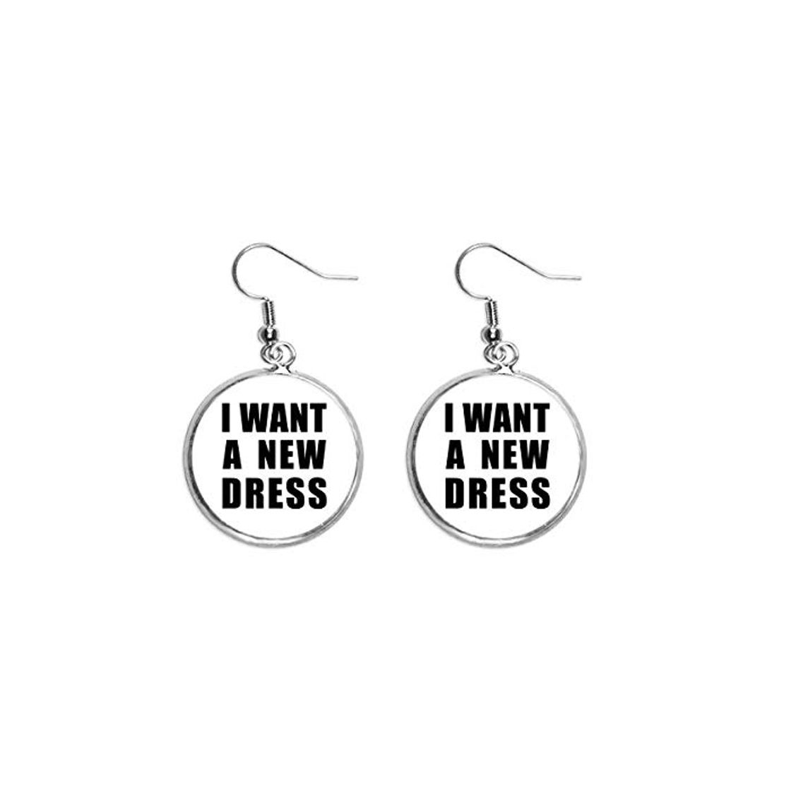 Social Pendientes colgantes de plata con texto"I Want A New Dres"
