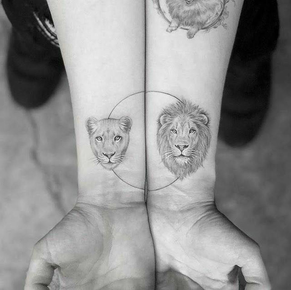 Fashion Mini tattoo Lion and lioness / Leão e leoa