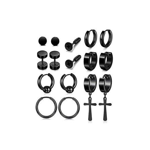 8 Pares de Aretes de Acero Inoxidable