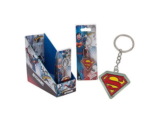 Joy Toy 301025 Superman Logo Metal Clave Cadenas sobre Tarjeta de Plato de Soporte en una Pantalla