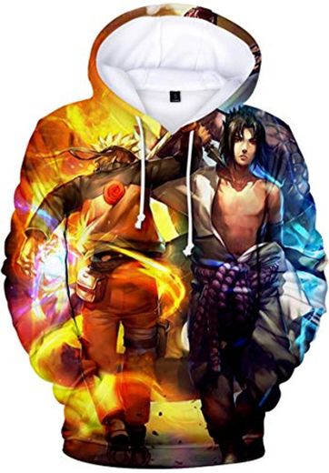 PANOZON Hombre Sudadera con Capucha Figura Impresa de Naruto Mangas Largas