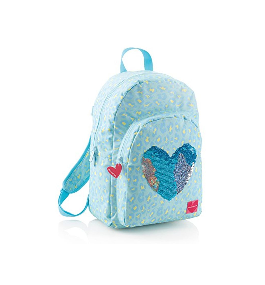 Social Agatha Ruiz de la Prada-16857 Mochila Grande, Piel Lentejuelas, Color Azul, 42