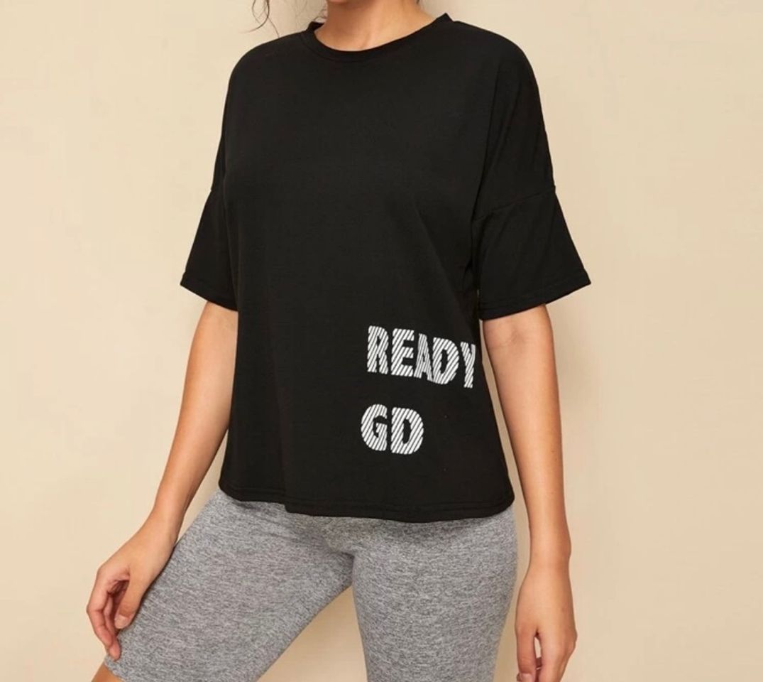 Moda Drop shoulder slogan graphic tee 