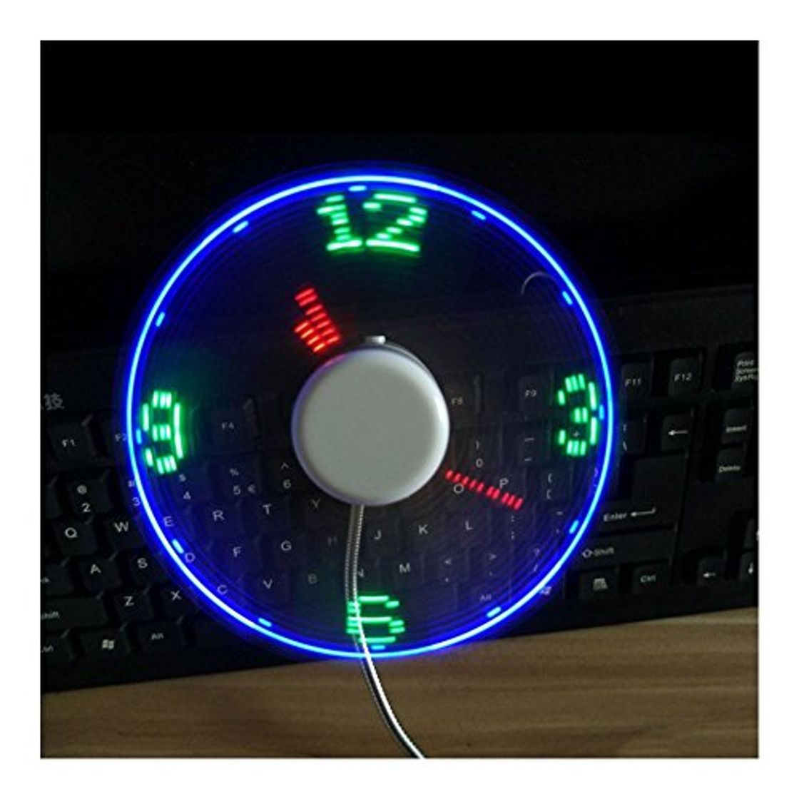 Producto ZREAL USB Powered LED Cooling Neon Función de visualización en Tiempo Real DIY Clock Fan