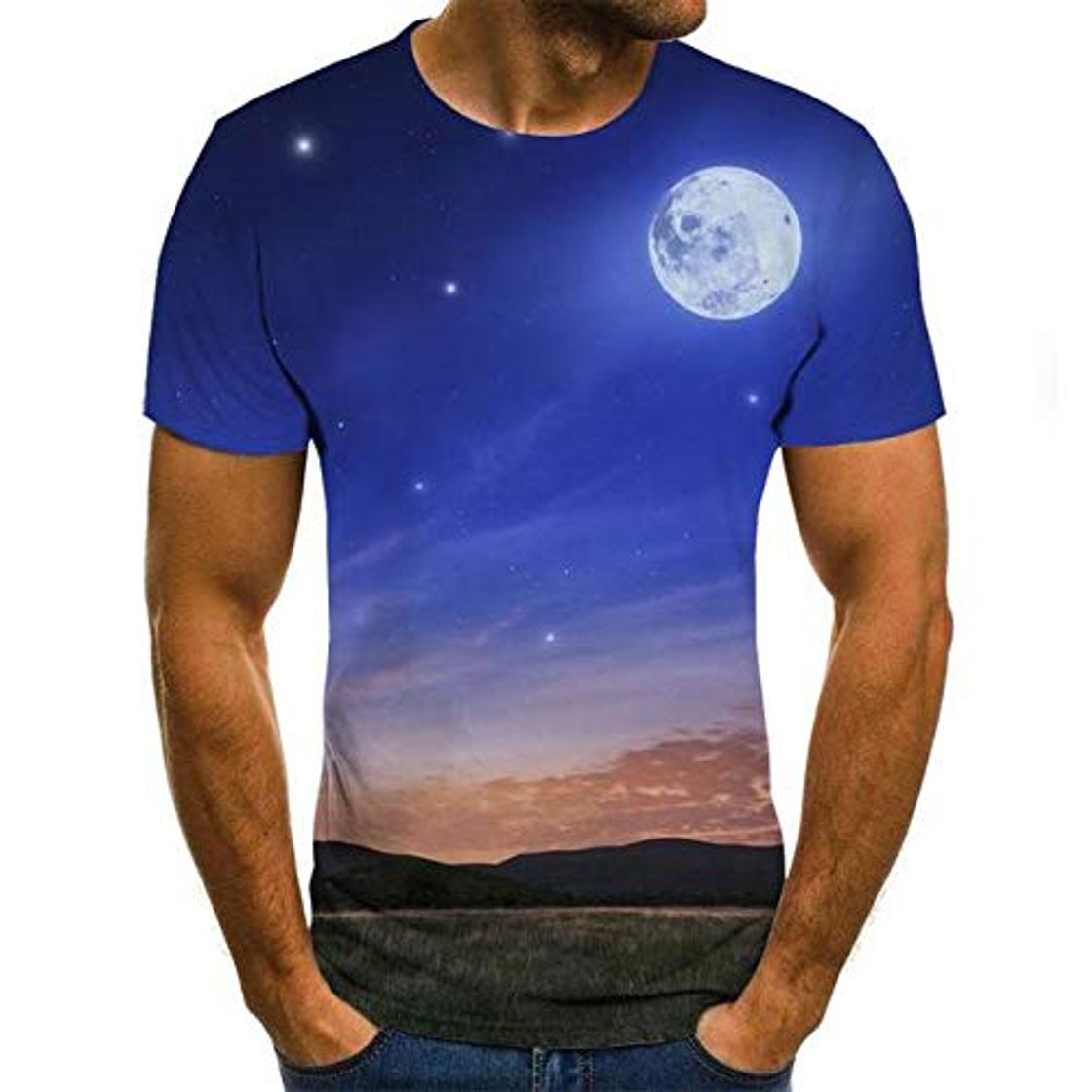 Fashion Camiseta 3D para Hombre Camisa de Verano de Secado rápido Camisa de Manga Corta de Moda de Gran tamaño Personalidad Informal XXXXL Blue Starry Sky