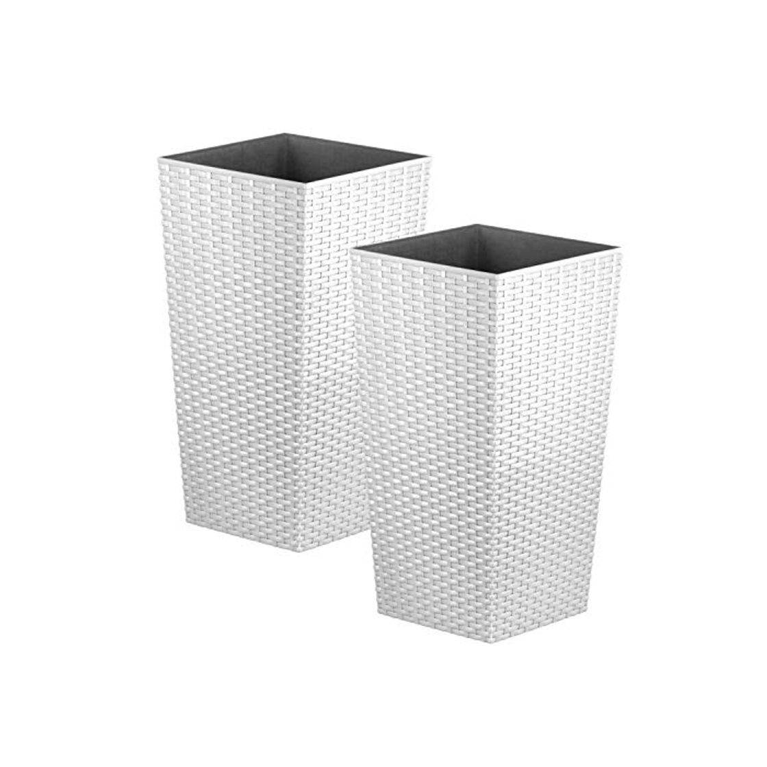 Social 2 x CrazyGadget® grande ratán de alto maceta de plástico cuadrada Jardín Maceta