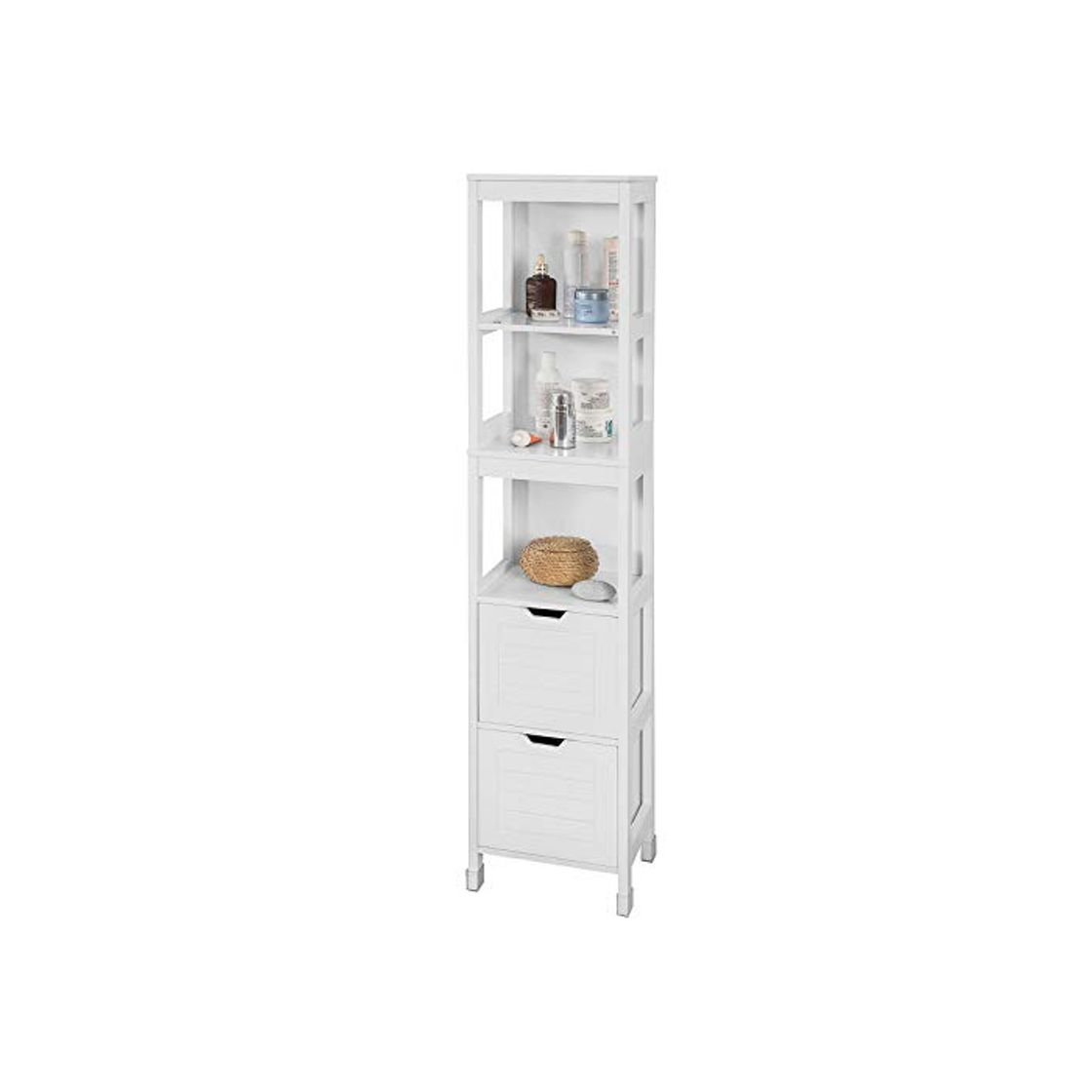 Social SoBuy Mueble Columna de Baño, Armario para Baño Alto,Estanterías de Baño-2 Puertas