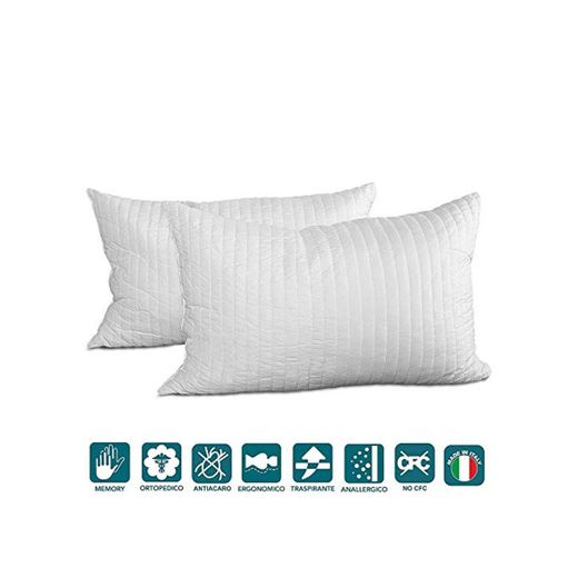 EvergreenWeb - Pack de 2 Almohadas 40X70 viscoelásticas de Copos Altos 15