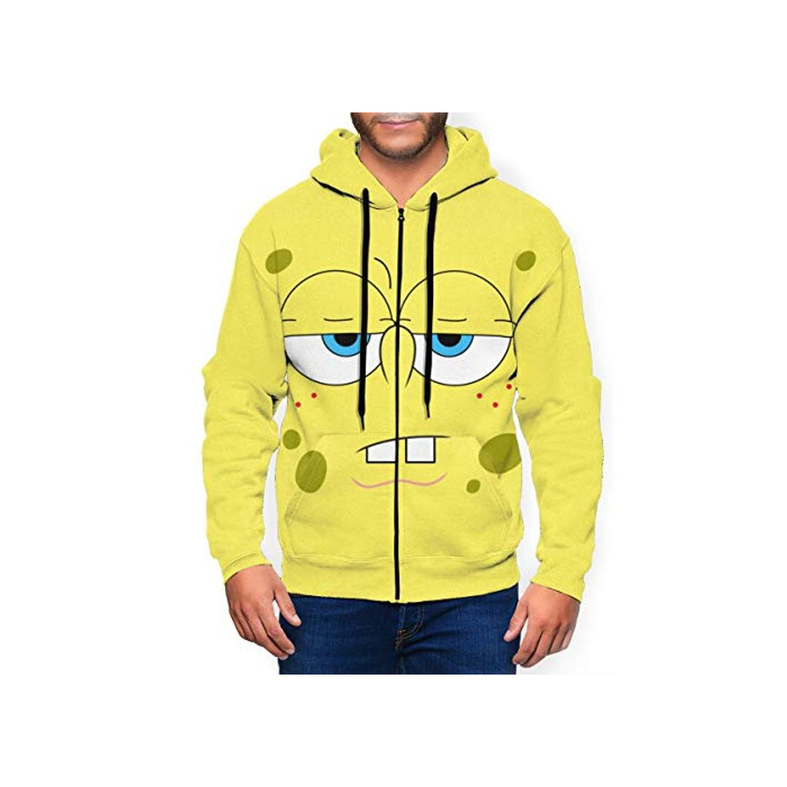 Fashion Lindo Bob Esponja Squarepants Sudadera con capucha unisex con cremallera completa, manga