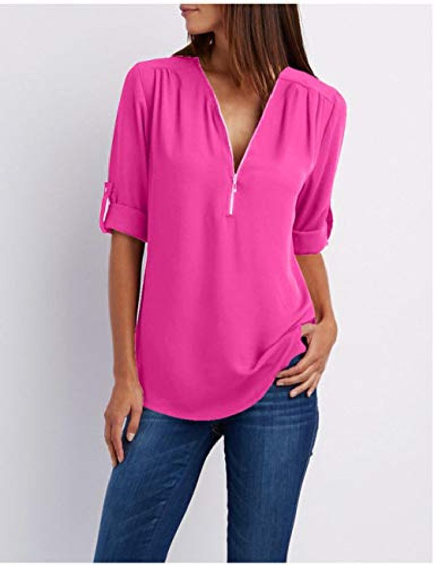 Moda Women Shirts Summer Autumn Casual V