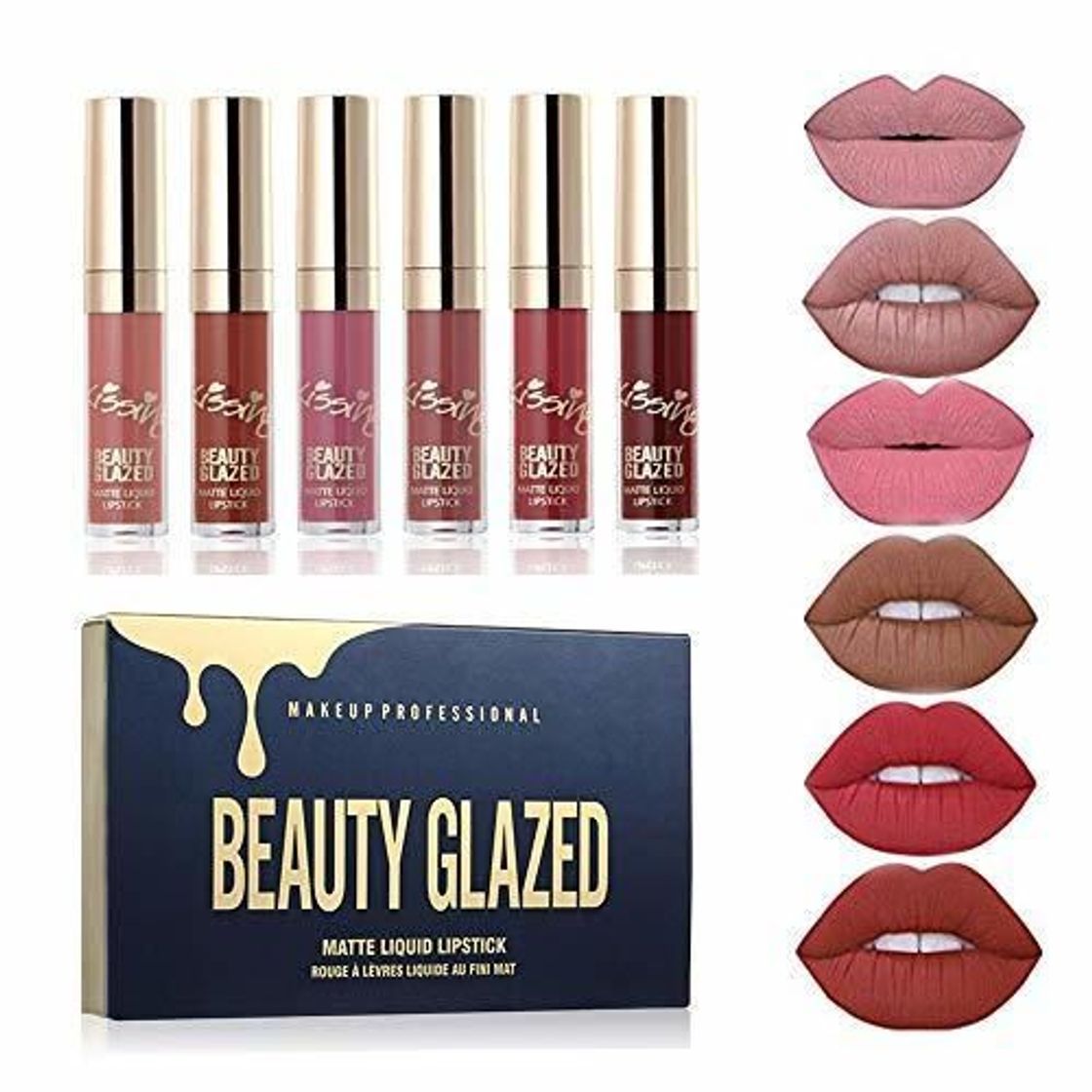 Social Beauty Sexy 6PCS/brillo de labios mate Sexy líquido Lipstick impermeable larga duración