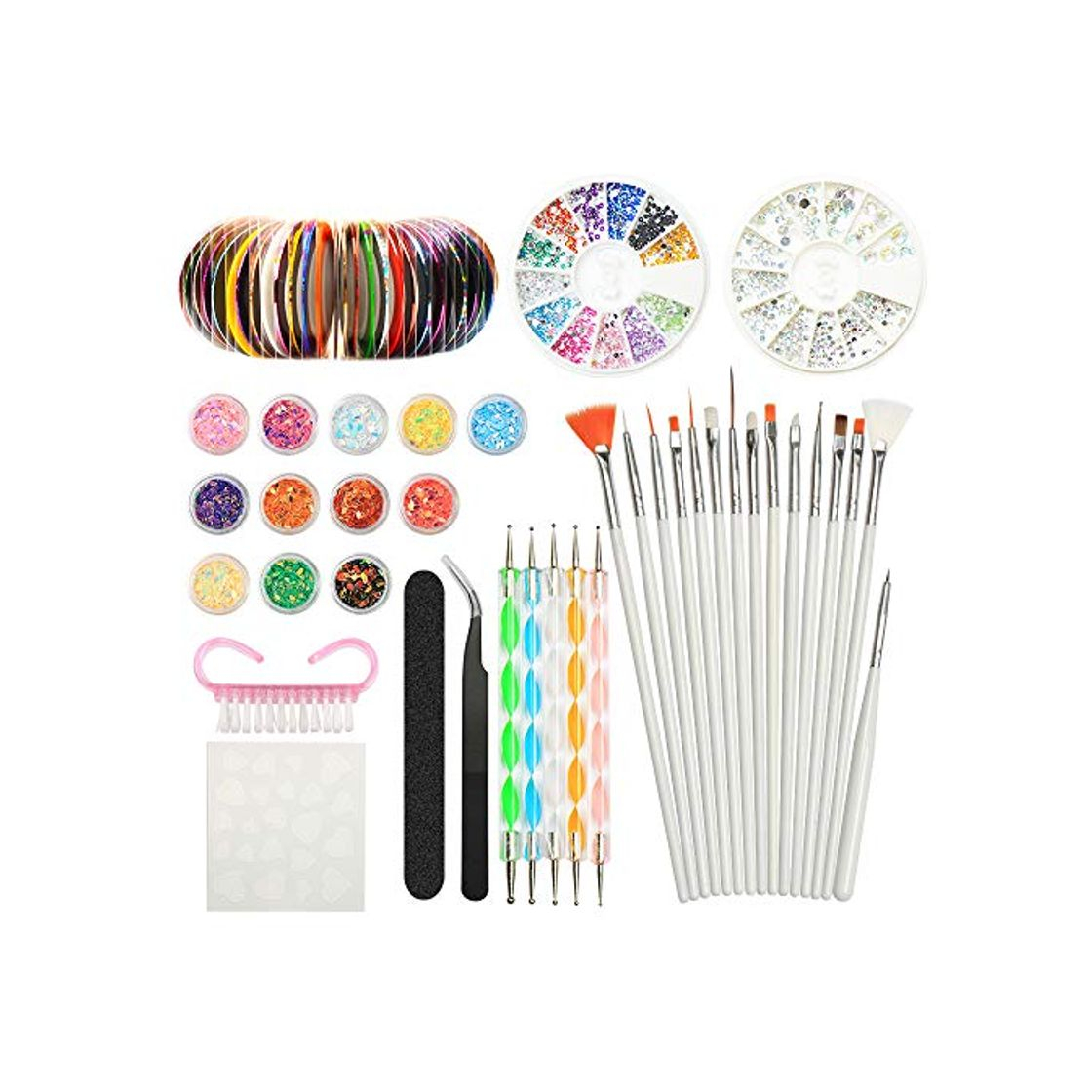 Beauty Nail Art Design Kit Set Cepillos Decoraciones Pegatinas Decoraciones con cinta Rhinestones