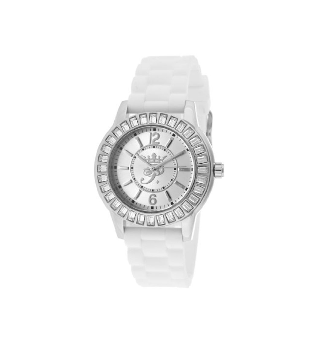 Moda Paris Hilton de la Mujer Cristal Blanco Plata Dial Blanco Silicona