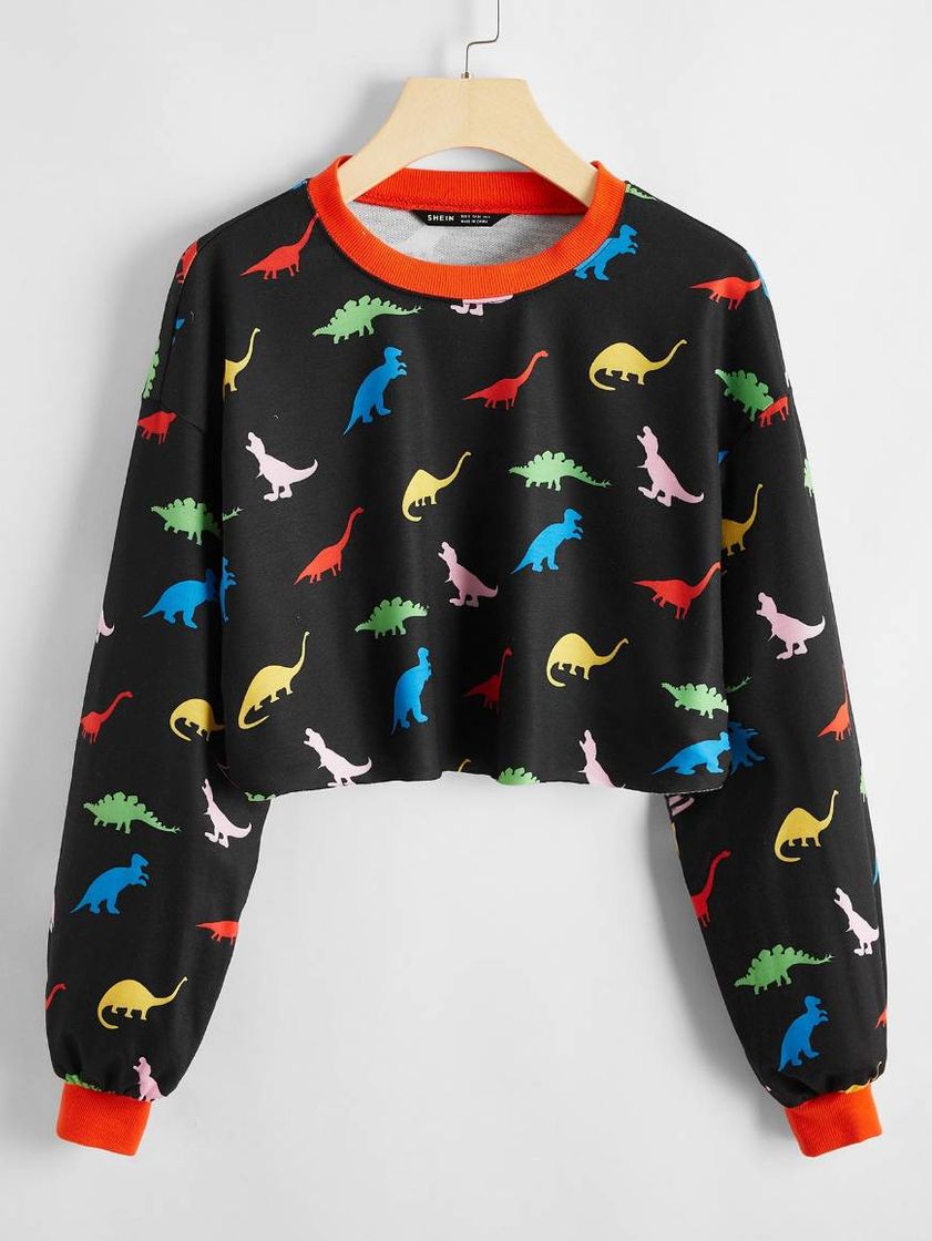 Fashion Pullover corto con dinosaurios