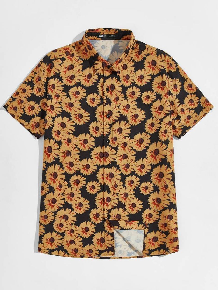 Moda SHEIN Camisa con estampado de girasol.