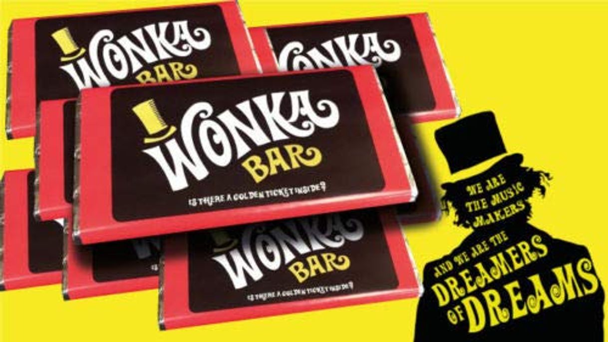 Moda Willy Wonka, barra de chocolate 