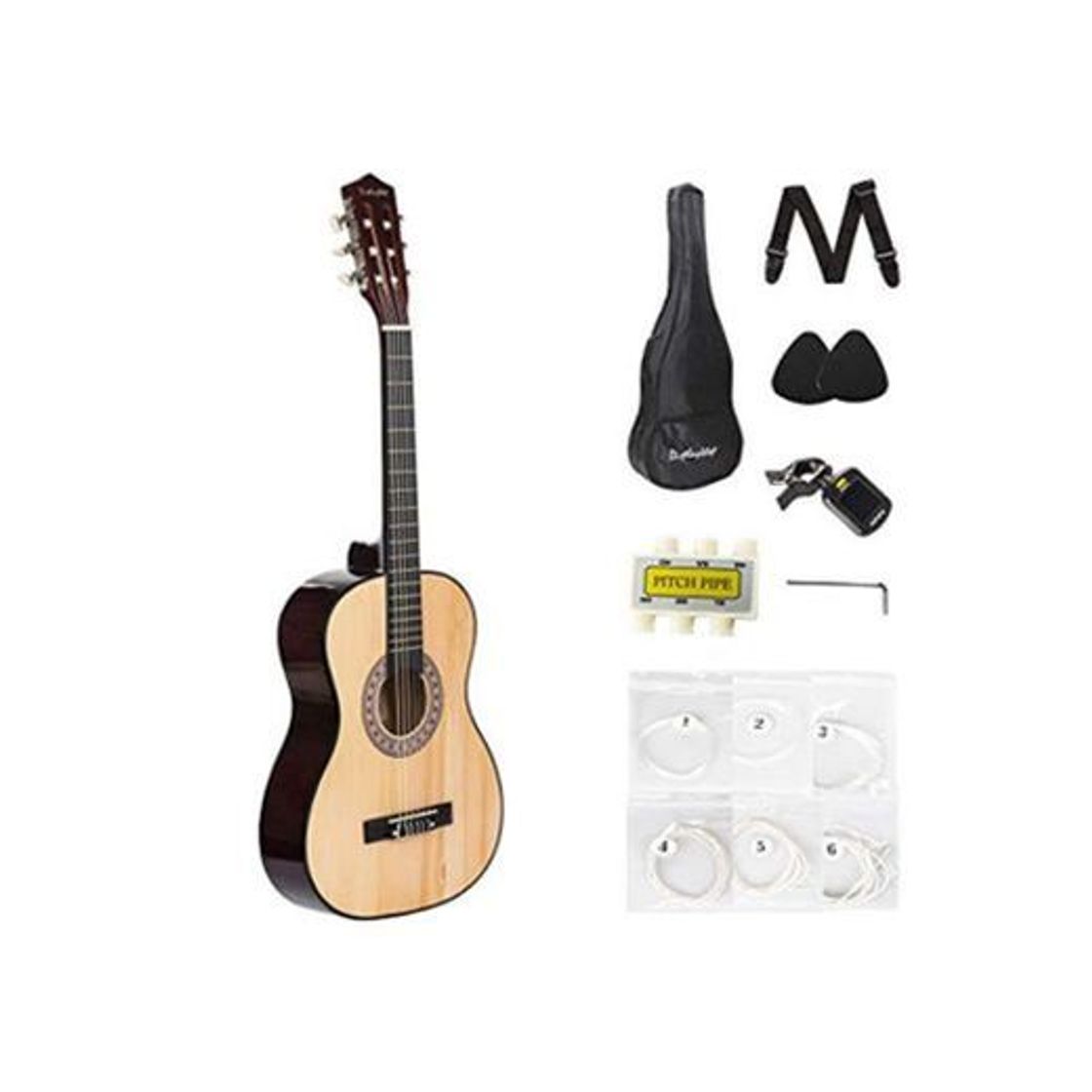 Producto Dawoo Guitarra Clásica De 39 Pulgadas, Kit De Guitarra Natural Para Principiantes/Niños,