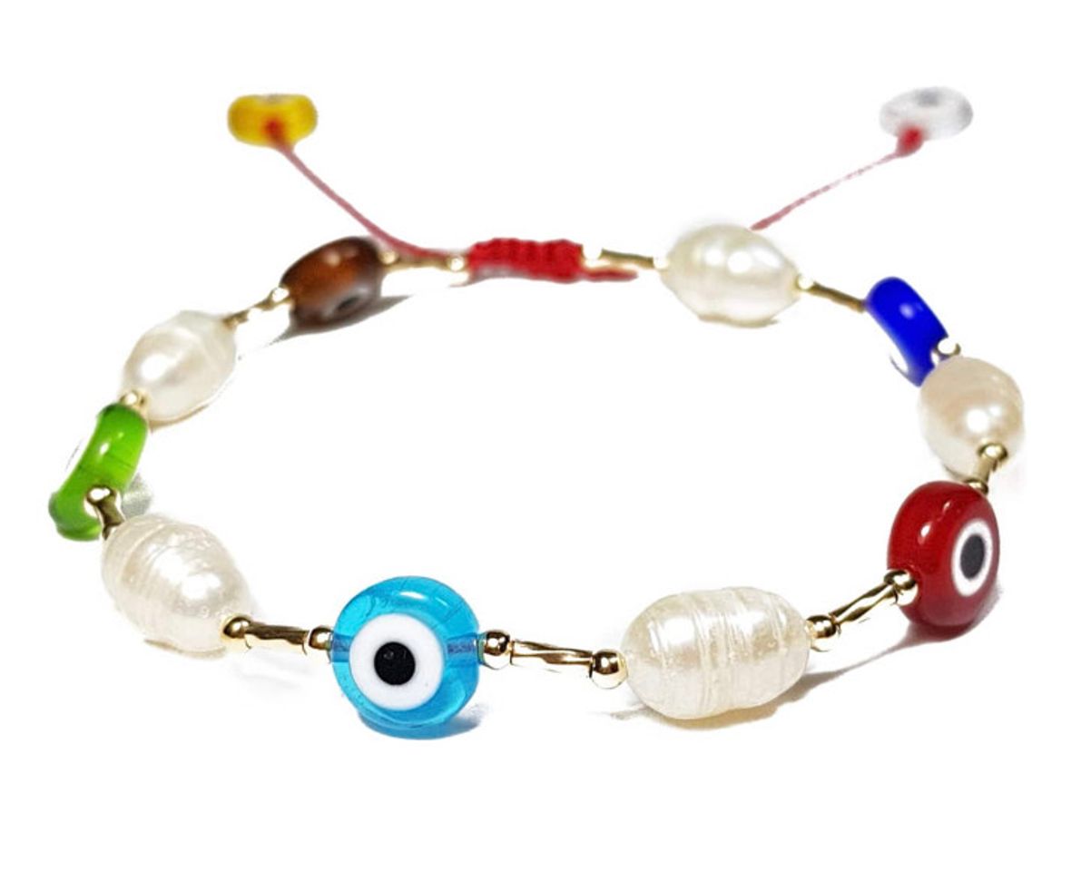 Social Pulsera para protección María Karina con perla y ojo