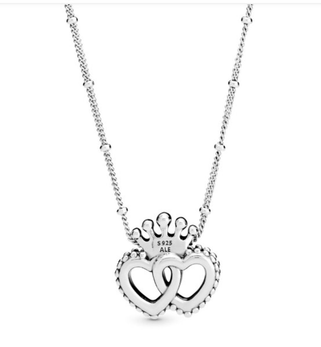 Social Pendiente para collar Corazones entrelazados y corona