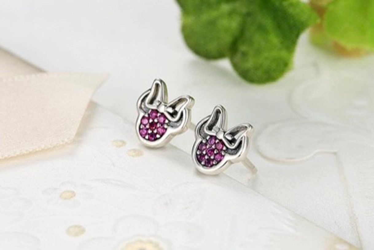Social Aretes Plata 925 Minnie Mouse Rosa 