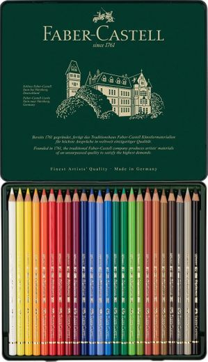 Faber-Castell 110024 - Estuche de metal con 24 lápices de colores polychromos