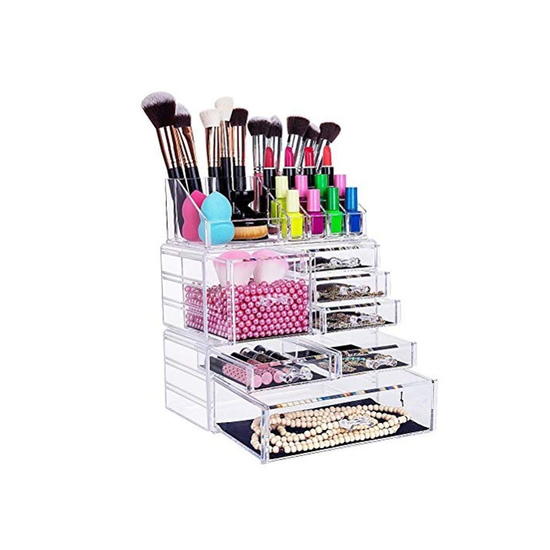 Social FOBUY Caja acrílica Estante de maquillajes Maquillaje Cosméticos Joyería Organizador
