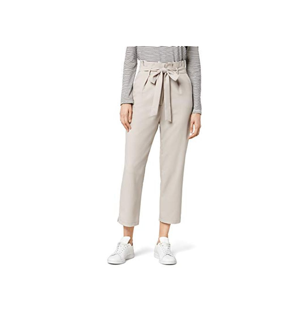 Fashion Marca Amazon - find. Check Paperbag Waist, Pantalón de Cuadros con Cintura