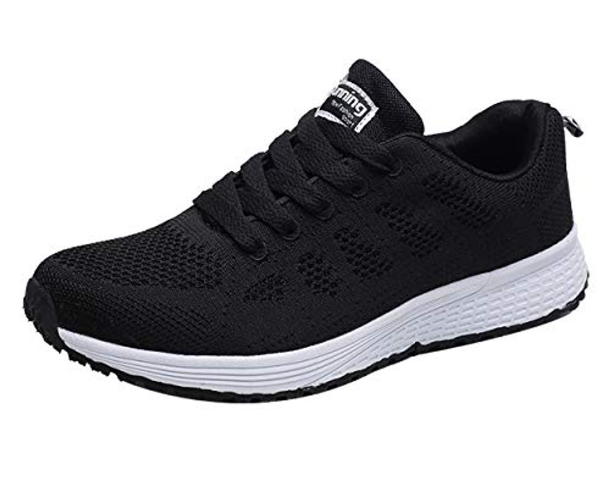 Fashion Decai Zapatillas de Deportivos de Running para Mujer Deportivo de Exterior Interior Gimnasia Ligero Sneakers Fitness Atlético Caminar Zapatos Transpirable Negro 44 EU