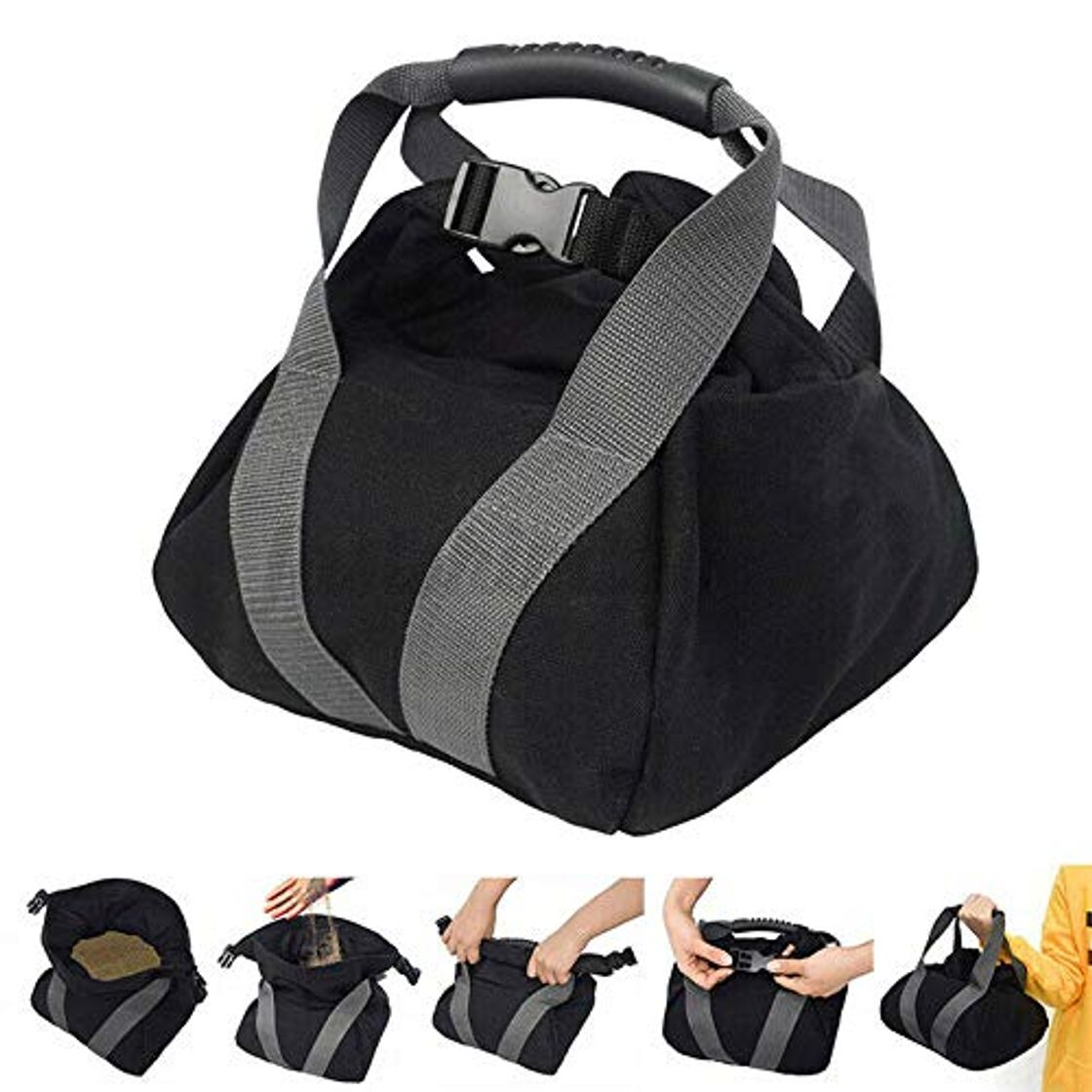 Moda CDBXA Bolsas de Arena de Levantamiento de Pesas de Lona Bolsas de Pesas para Ejercicios con Mancuernas Culturismo Kettlebell （Negro）