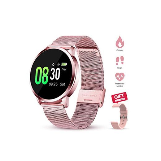 GOKOO Smartwatch Mujer Rosa Reloj Inteligente de Fitness a Prueba de Agua IP67 Pulsera Deportiva Inteligente con Monitor de Sueño Monitor de Frecuencia Cardíaca de Calorías del Podómetro