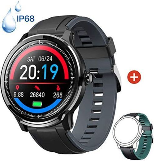Smartwatch Reloj Inteligente con un Correa Verde Oscuro Reemplazable Impermeable IP68 Pulsera