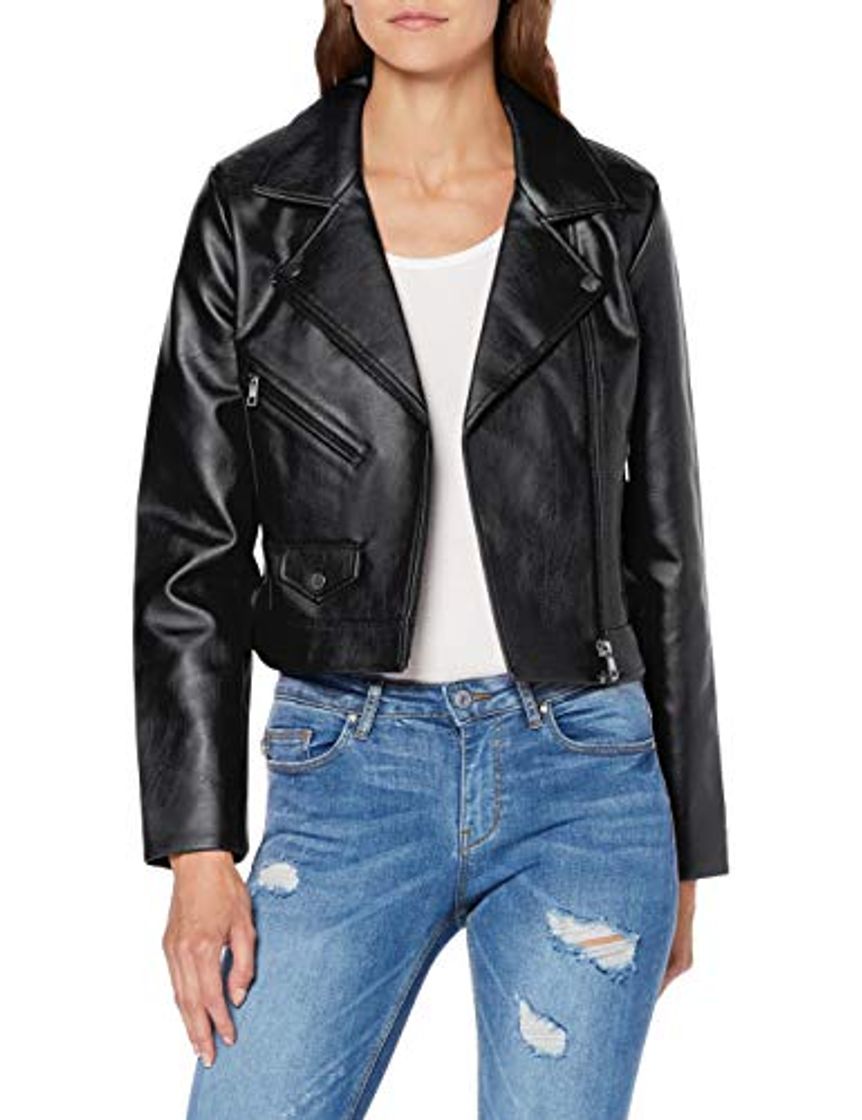 Moda Only Onlenya Faux Leather Biker CC Otw Chaqueta, Negro