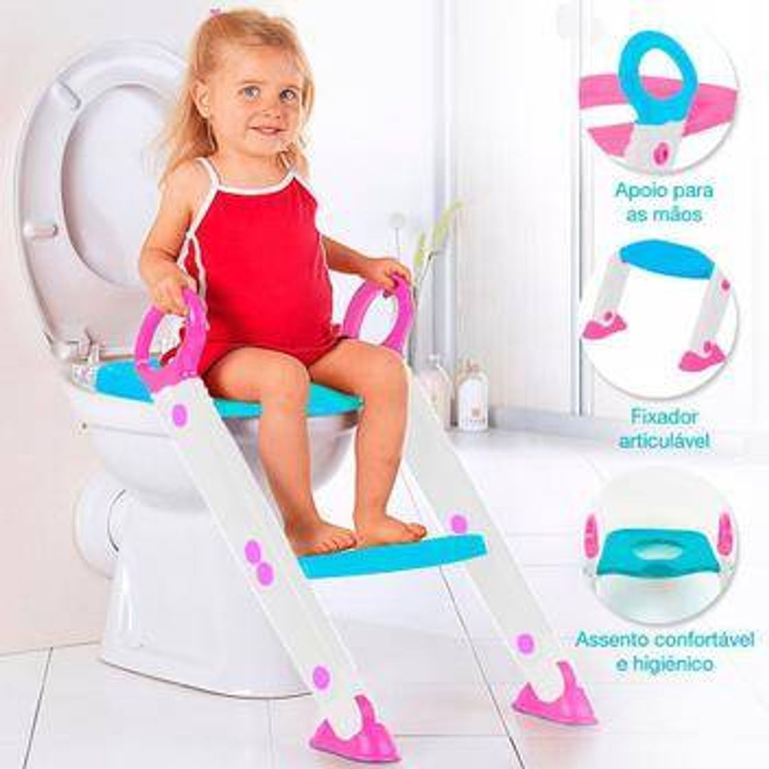 Fashion Assento Redutor Infantil Vaso Sanitário Escada Desfralde Ros