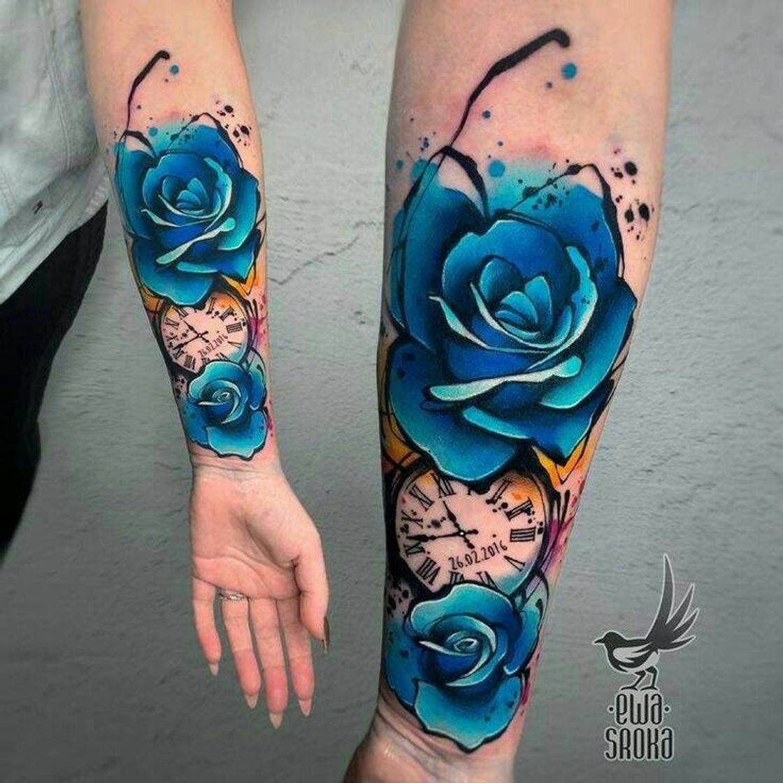 Fashion Blue Rose Tattoo