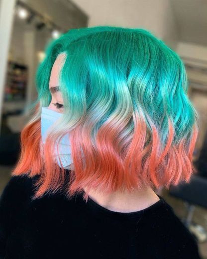 
Turquoise and Orange Hair.