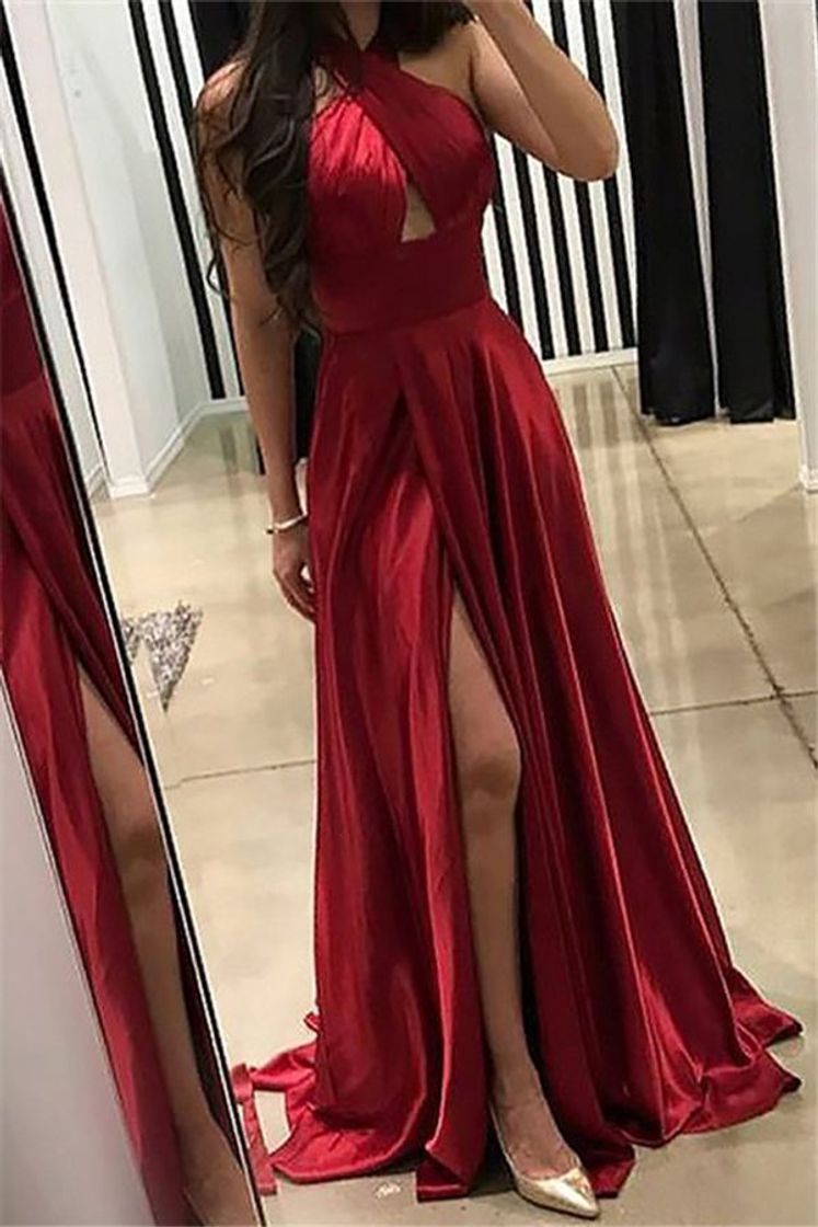 Fashion Mujer Maxi Vestido Sexy Sin Mangas Cabestro Backless División Cordón Sólido Fiesta Paseo Vestidos Rojo S