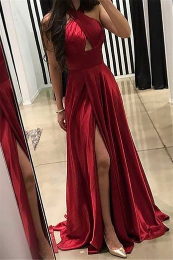 Mujer Maxi Vestido Sexy Sin Mangas Cabestro Backless División Cordón Sólido Fiesta Paseo Vestidos Rojo S