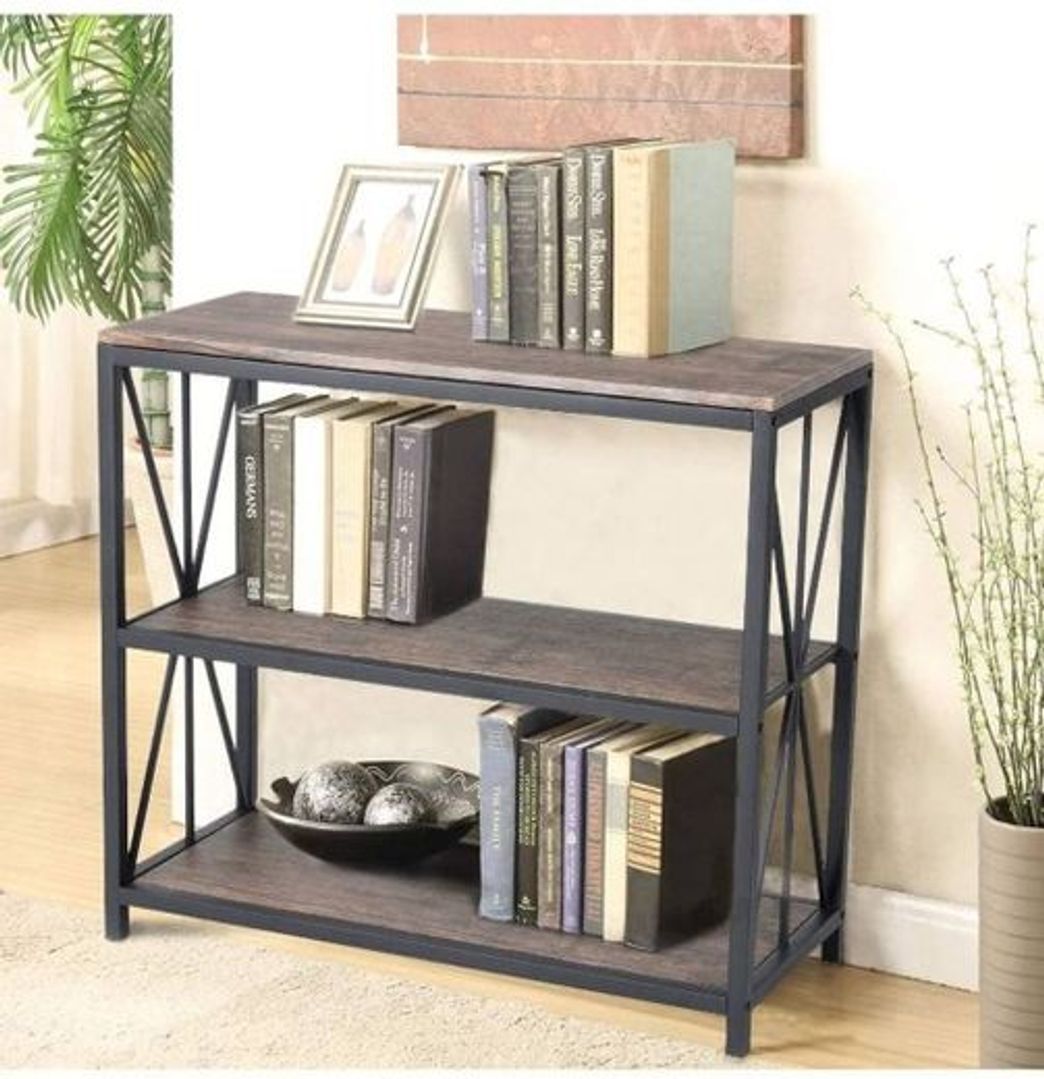 Social Estantería de 3 estantes de madera y metal