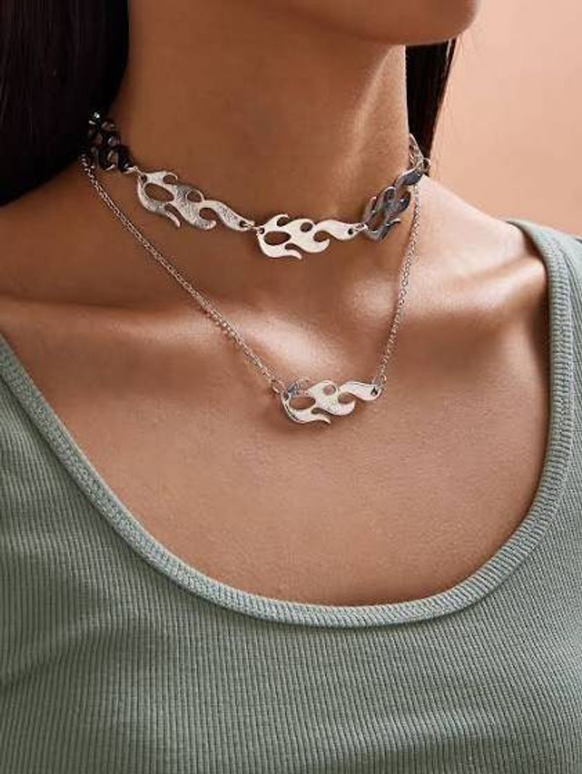 Social Collar con diseño de fuego 2 pares