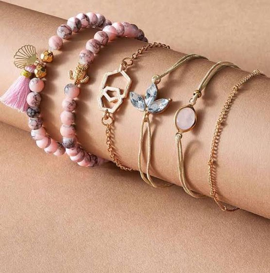 Social Pulsera de cristal con cuenta 6 piezas,