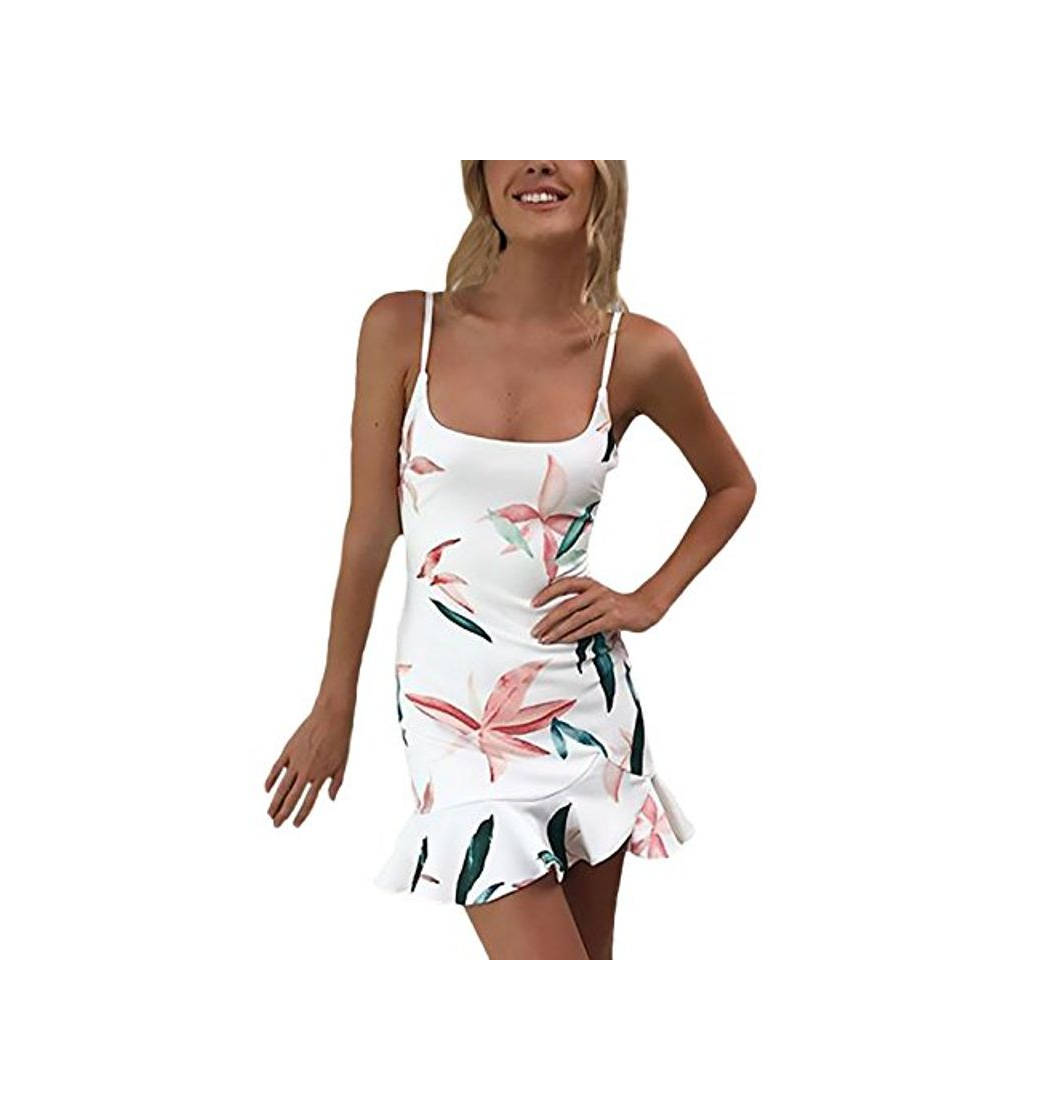 Fashion Mujer Vestido Verano Corto Elegantes Sin Mangas Espalda Descubierta Ropa Dama Moderno