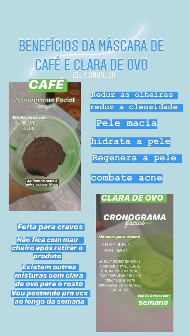 Moda Máscara de clara de ovo e café+seus benefícios!!