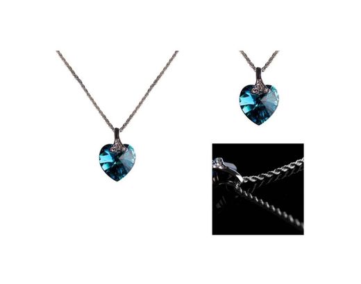 Collar de corazón cristal Swarovsky azul