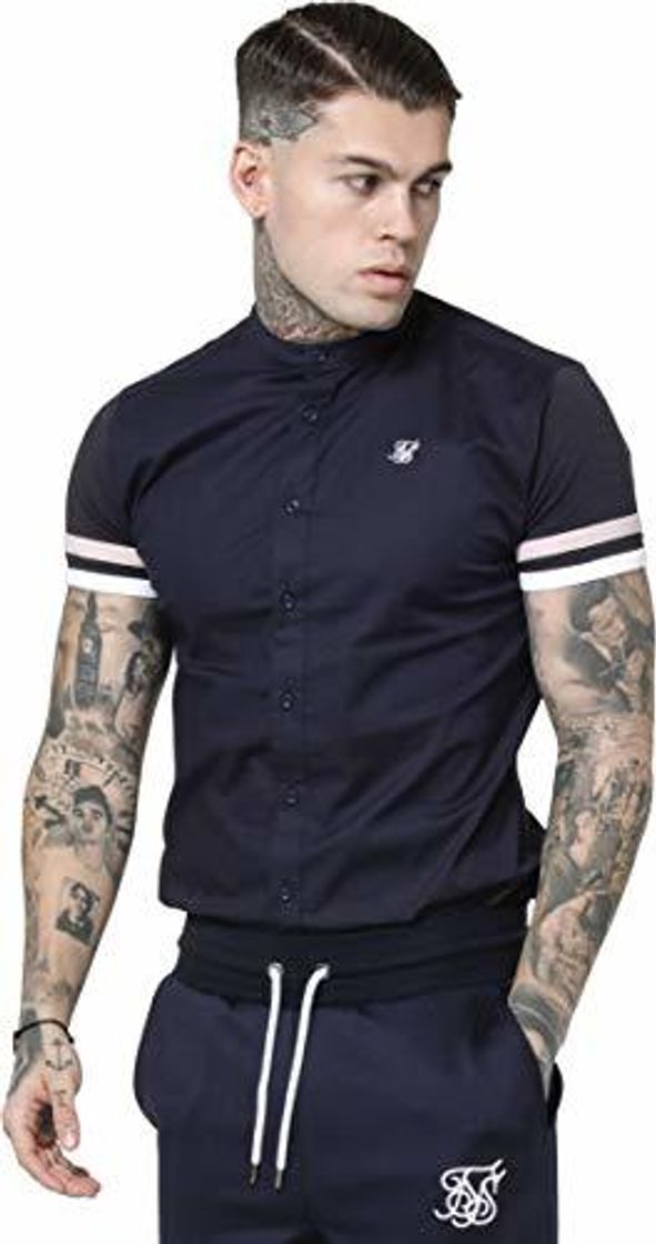 Products Camisa Siksilk Sprint Grandad Shirt Azul Marino