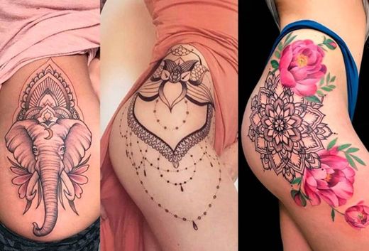 Tatuagens no quadril com flores